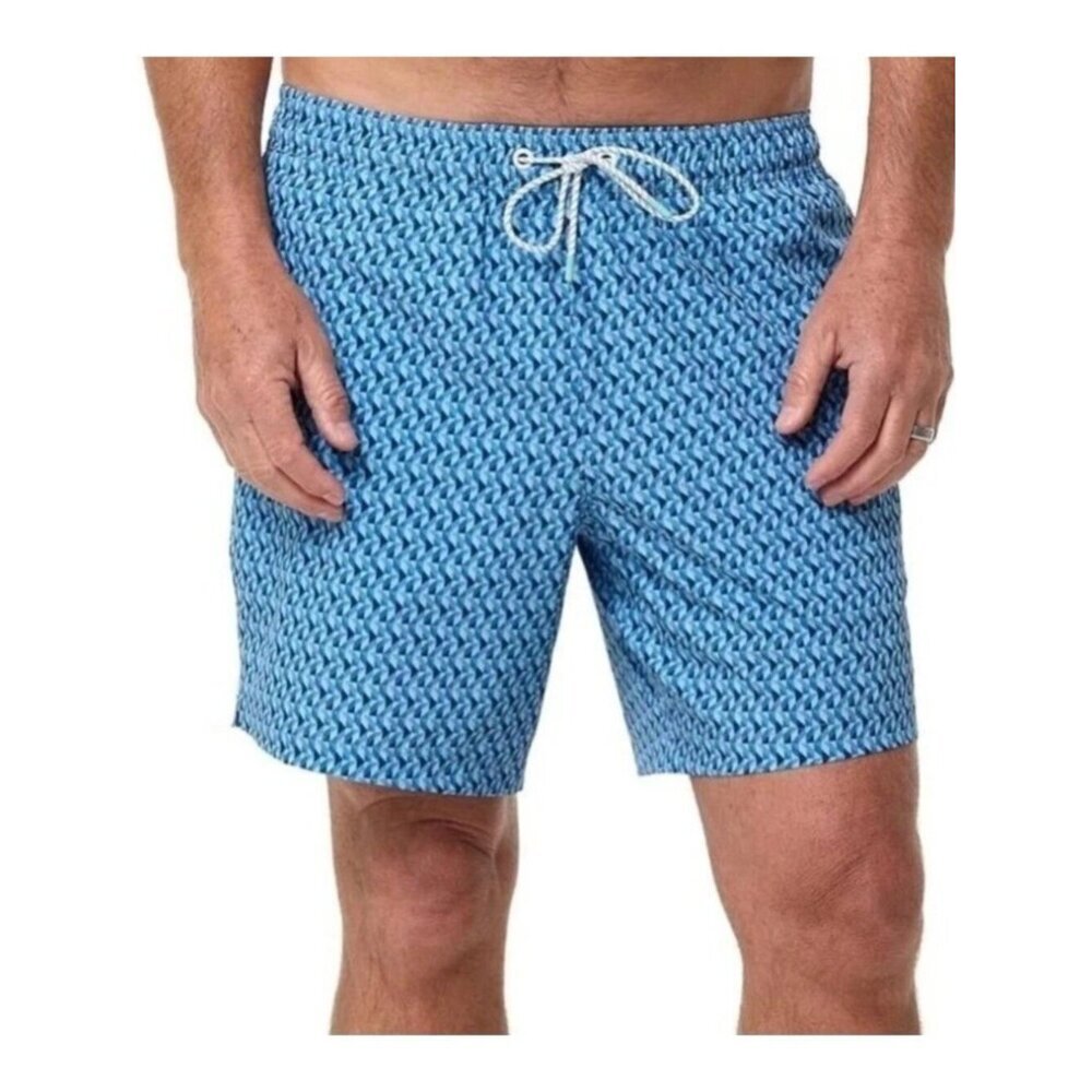 NWT Bonobos Men's Swim Shorts XL Blue Geometric Print 7-Inch Inseam Mesh Liner